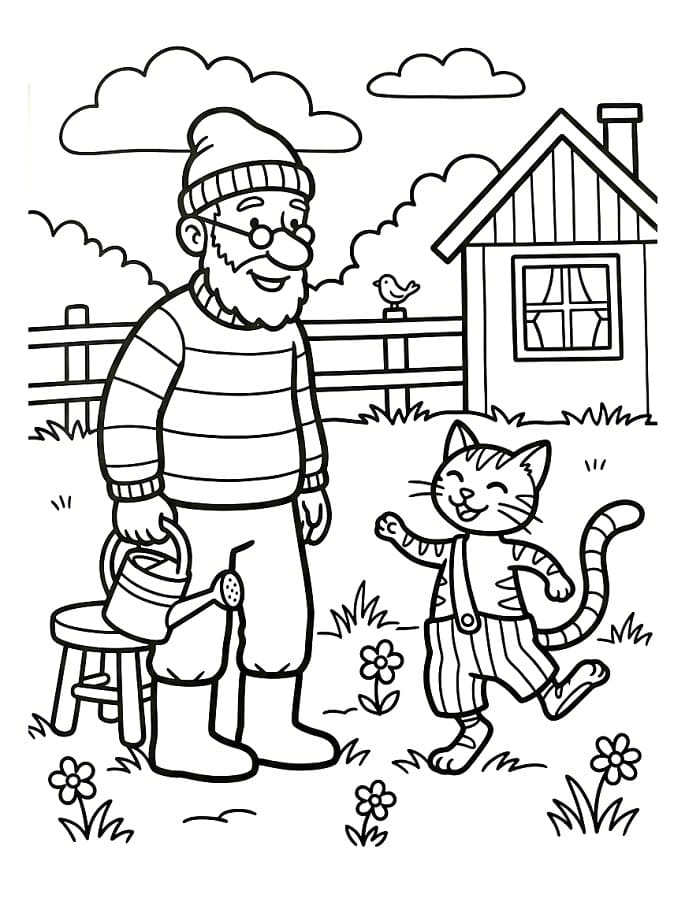 Druckbares Pettersson und Findus für Kinder ausmalbilder