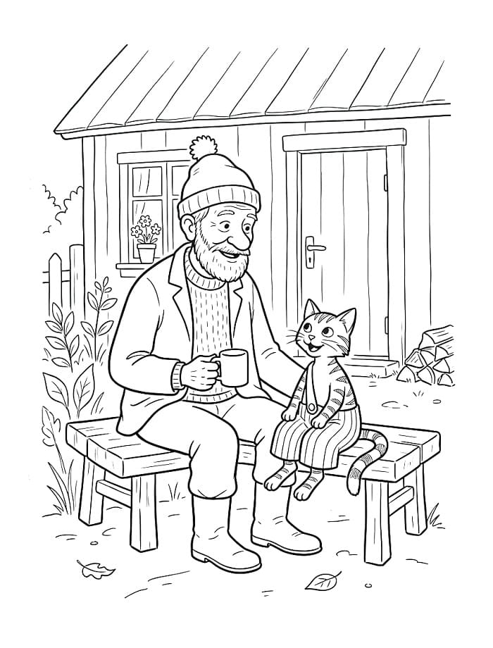 Kostenloses Pettersson und Findus für Kinder ausmalbilder