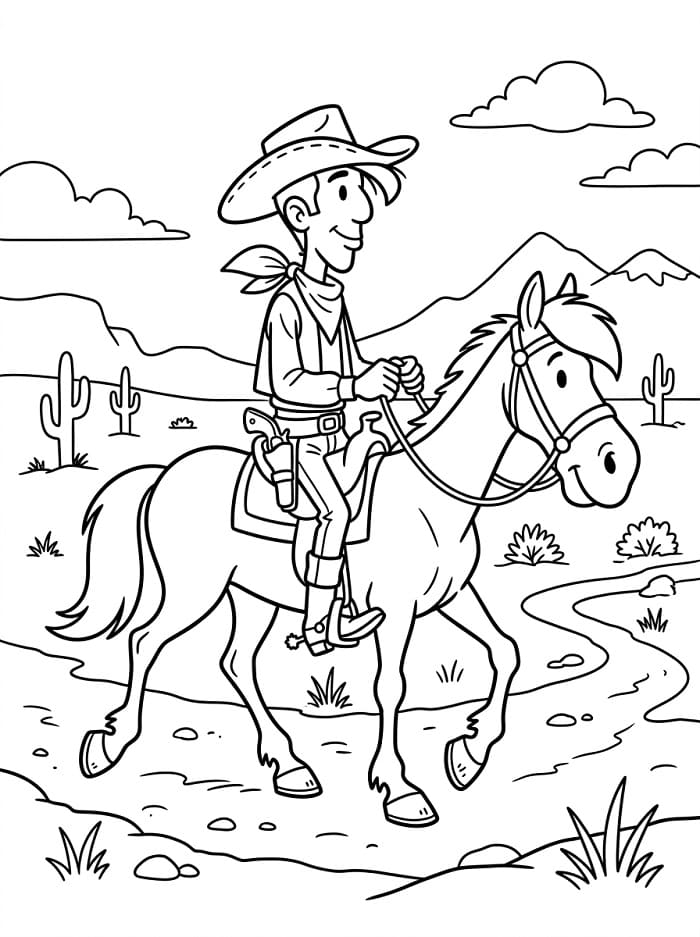 Leicht zu zeichnender Lucky Luke ausmalbilder