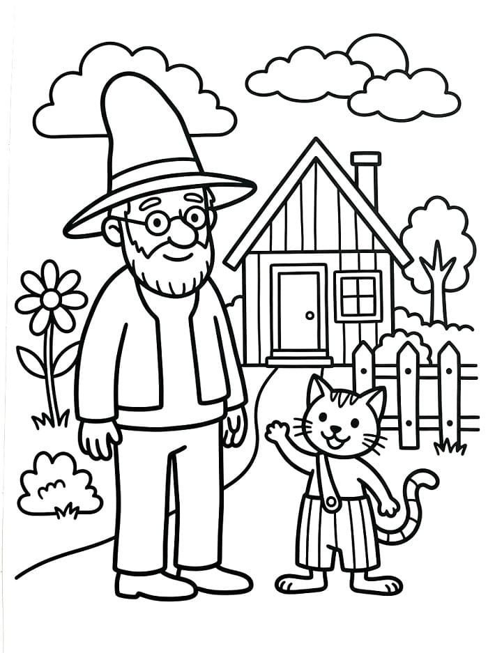 Pettersson und Findus für 1-jährige Kinder ausmalbilder