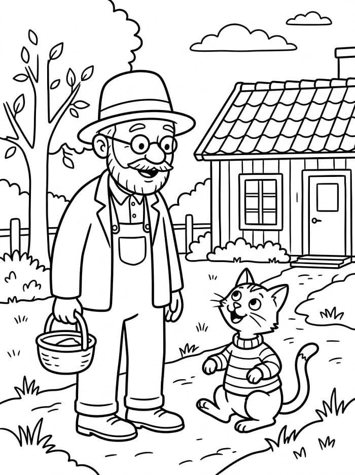 Pettersson und Findus für 2-jährige Kinder ausmalbilder