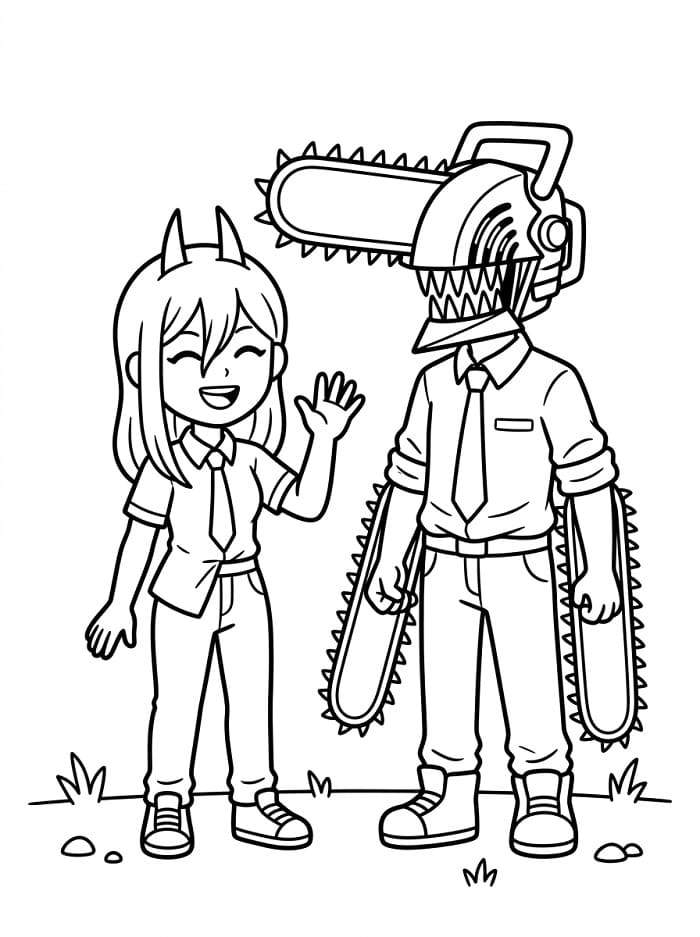 Anime Chainsaw Man ausmalbilder