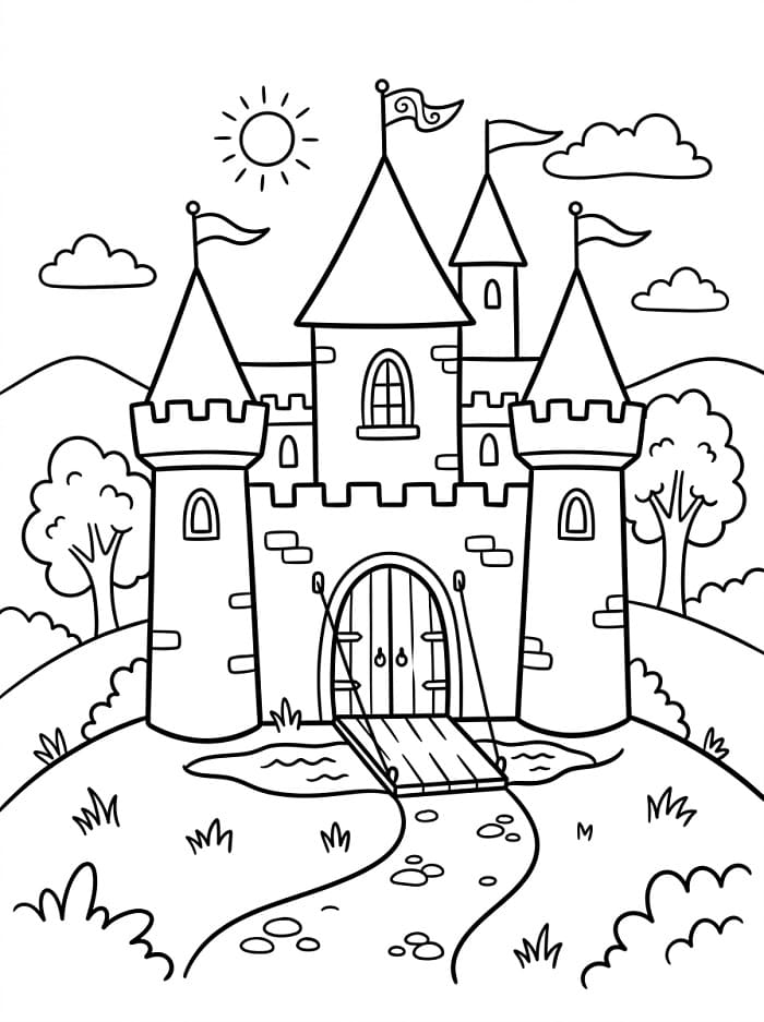 Animierte Schloss ausmalbilder
