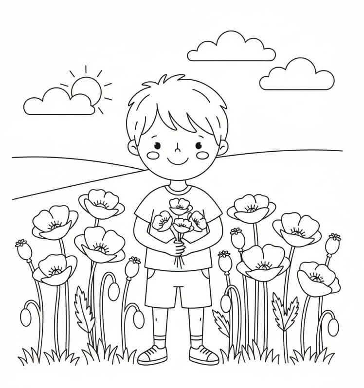 Ausdruckbare Mohnblume ausmalbilder