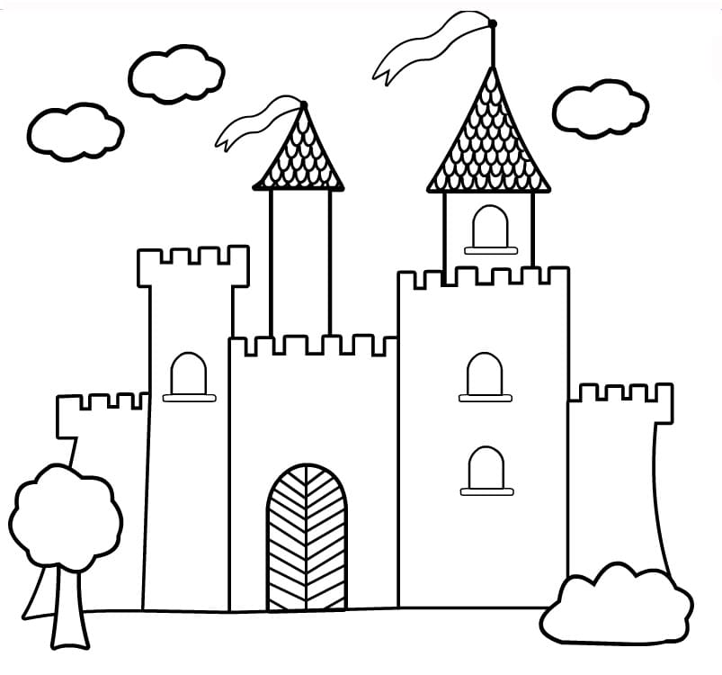Ausdruckbare kostenlose Schloss ausmalbilder
