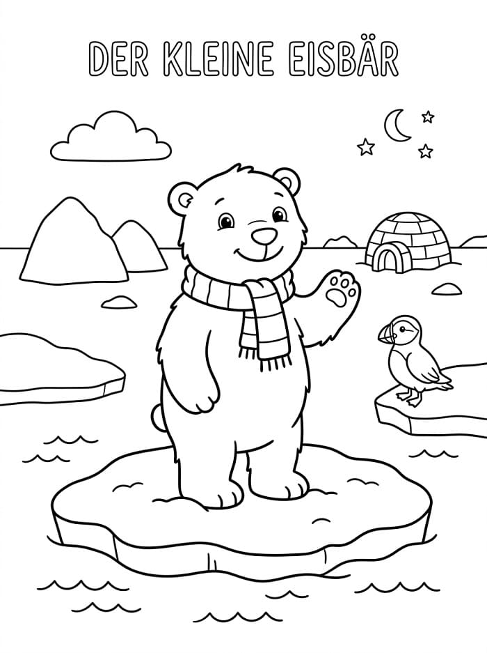 Ausdruckbarer Der kleine Eisbär für Kinder ausmalbilder