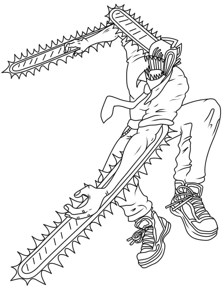 Ausdruckbarer kostenloser Chainsaw Man ausmalbilder