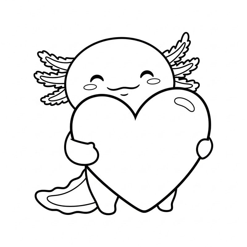 Axolotl mit Herz ausmalbilder