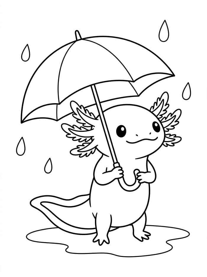Axolotl mit Regenschirm ausmalbilder