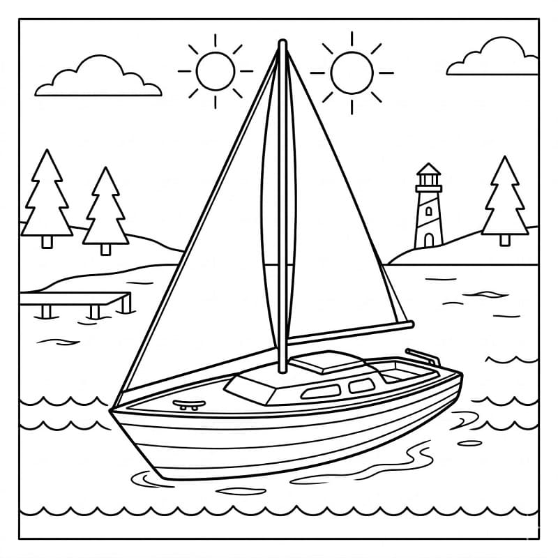 Boot auf dem Meer ausmalbilder