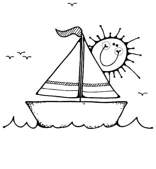 Boot mit Sonne ausmalbilder