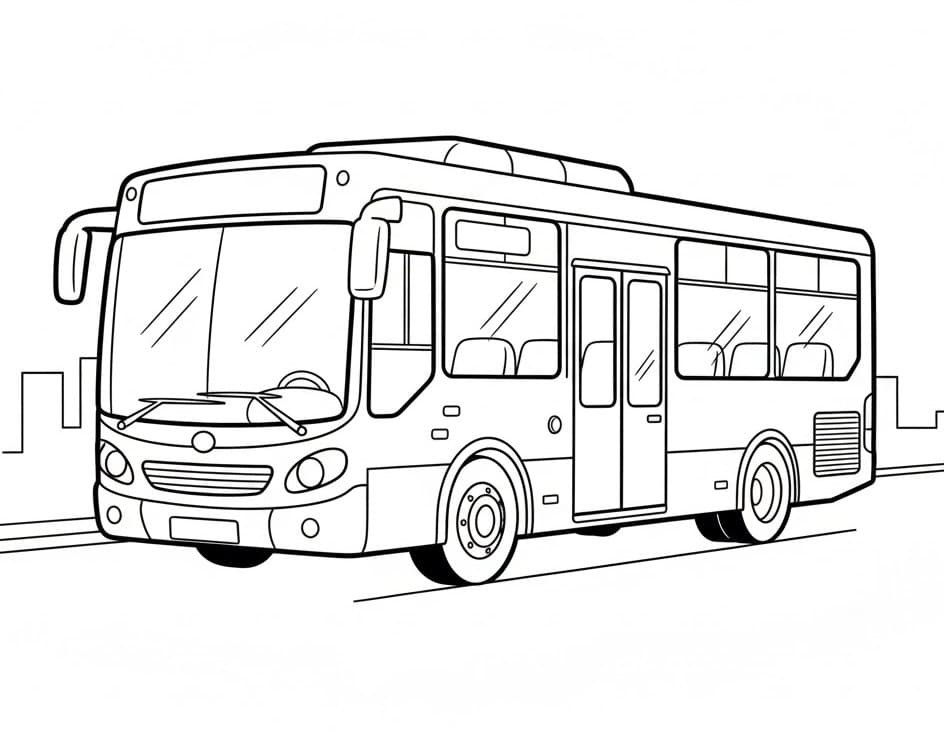 Bus auf der Straße ausmalbilder