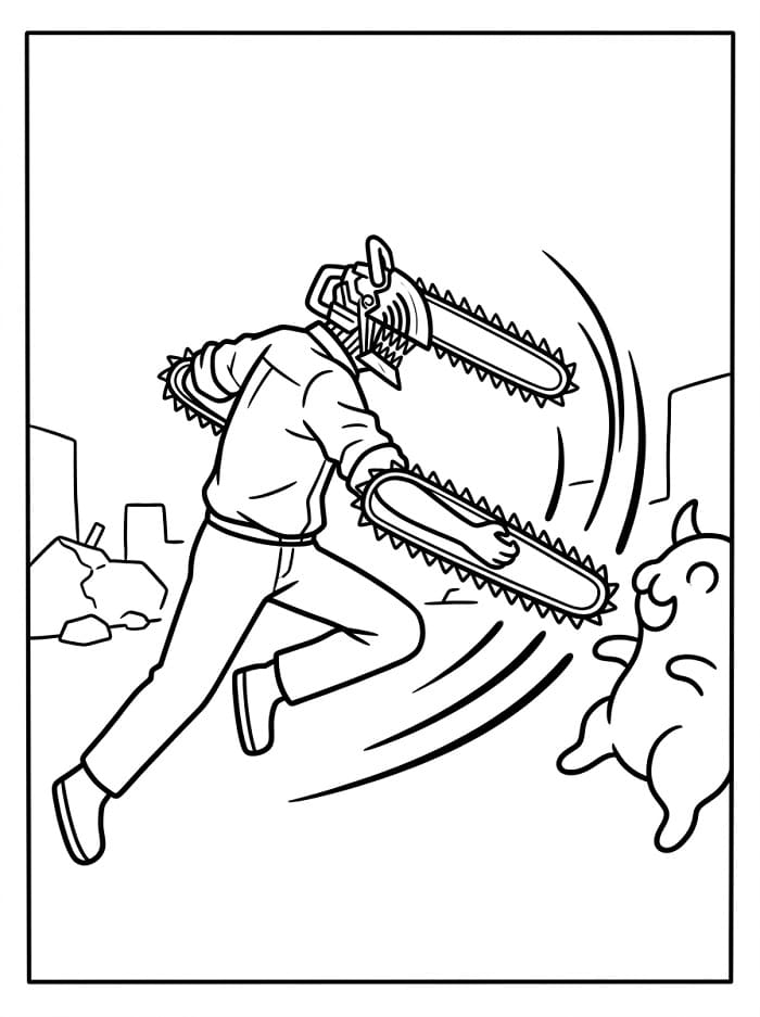 Cartoon Chainsaw Man ausmalbilder
