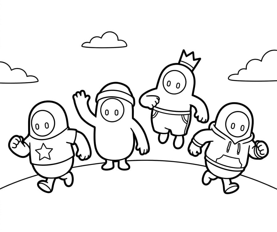 Cartoon Fall Guys ausmalbilder