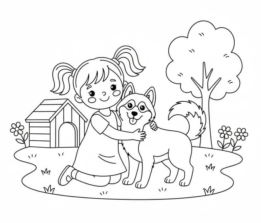 Cartoon Husky ausmalbilder