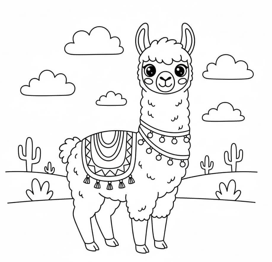 Cartoon Lama ausmalbilder