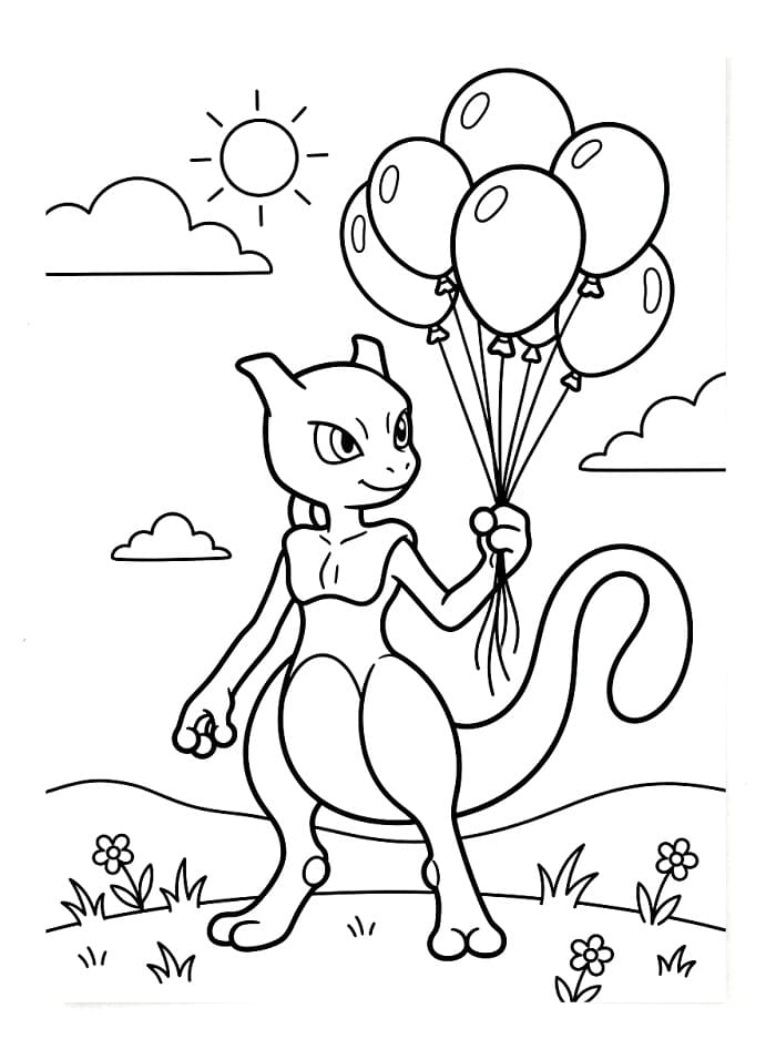 Cartoon Mewtu ausmalbilder