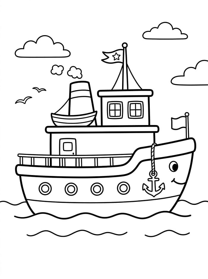 Cartoon Schiff ausmalbilder