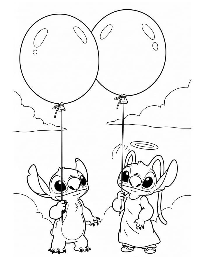 Cartoon Stitch und Angel ausmalbilder