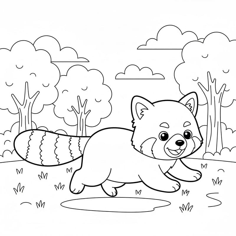 Comic-Roter Panda ausmalbilder