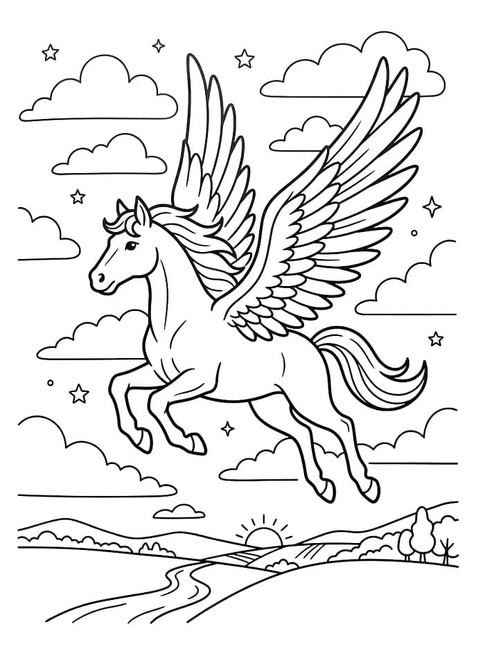 Cooler Pegasus ausmalbilder