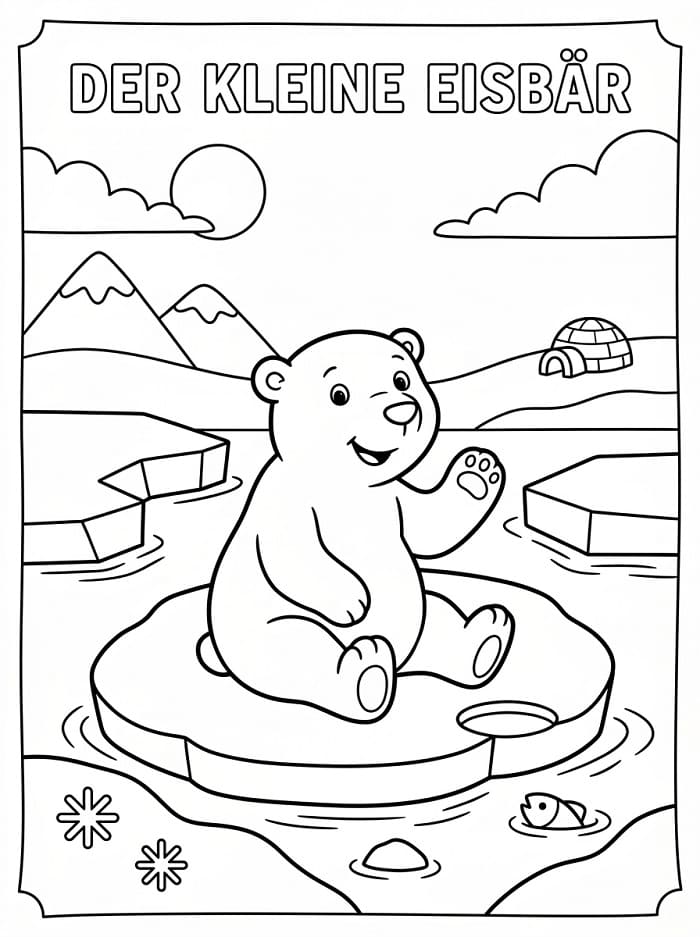 Der kleine Eisbär für 1-jährige Kinder ausmalbilder