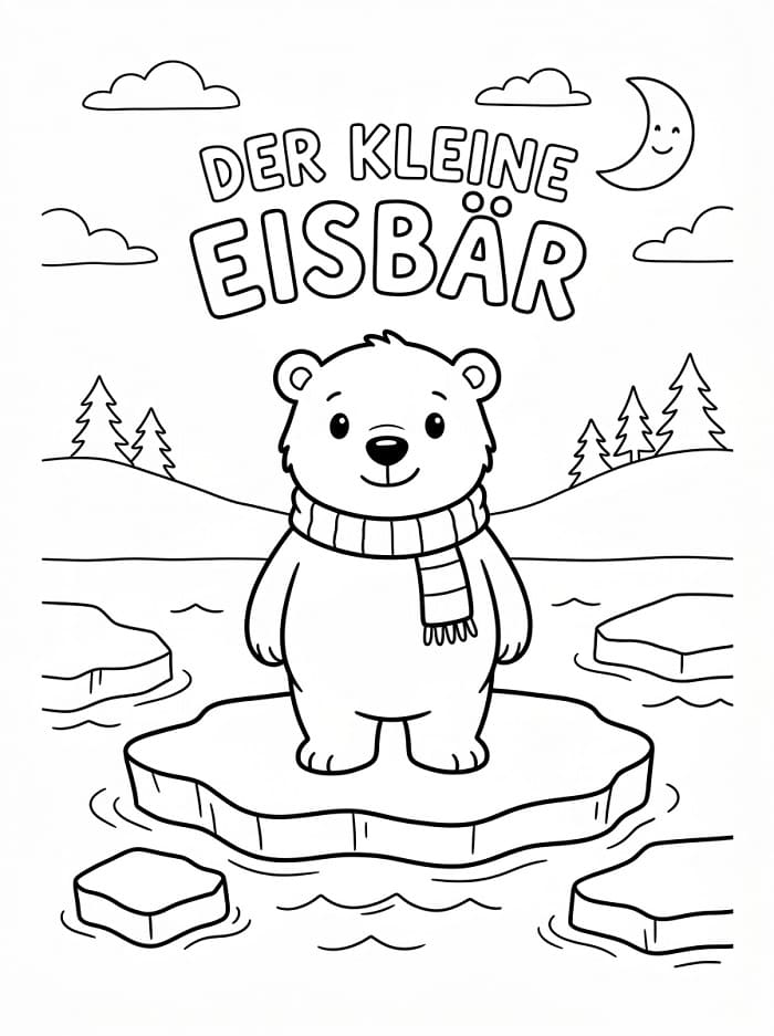 Der kleine Eisbär für 2-jährige Kinder ausmalbilder