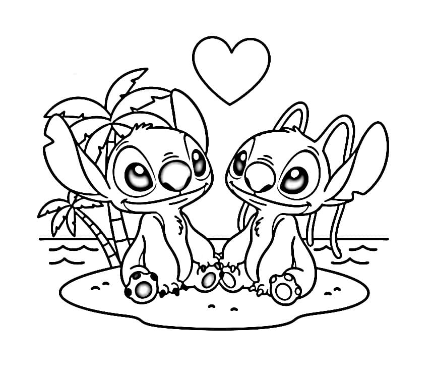 Disney Stitch und Angel ausmalbilder