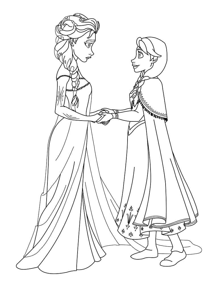 Druckbare Elsa und Anna für Kinder ausmalbilder