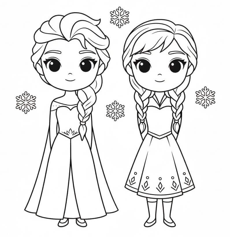 Druckbare Elsa und Anna ausmalbilder