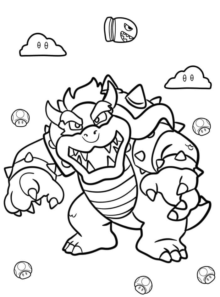 Druckbarer Bowser für Kinder ausmalbilder