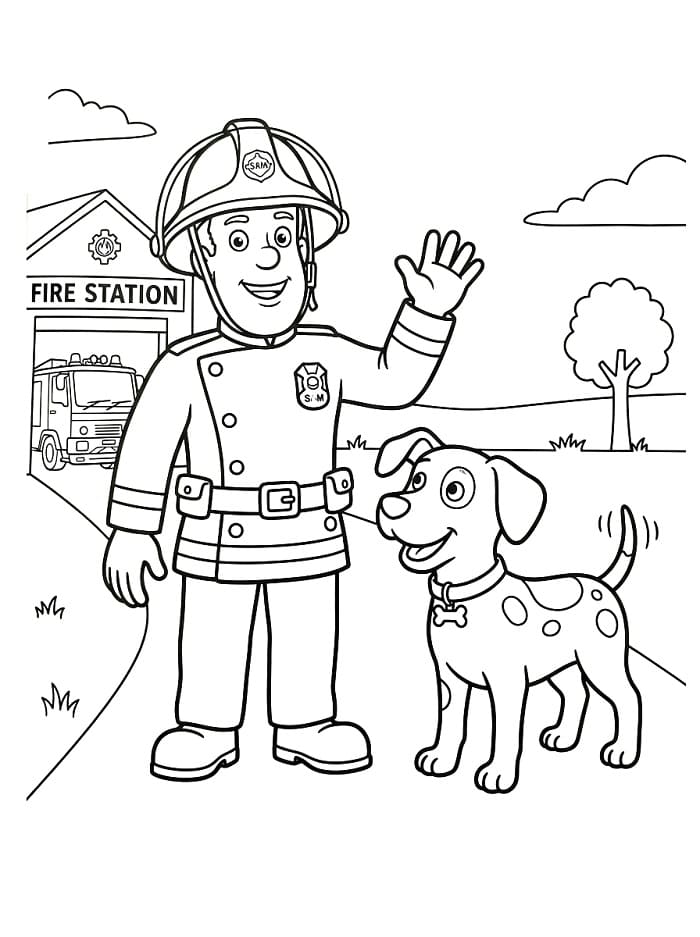 Druckbarer Feuerwehrmann Sam ausmalbilder