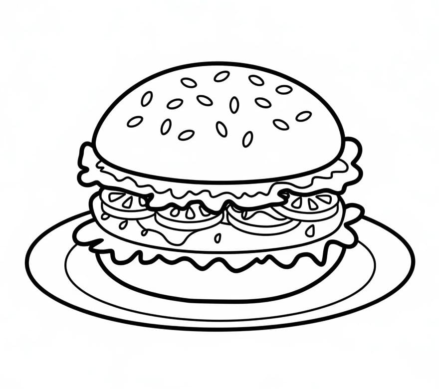 Druckbarer Hamburger für Kinder ausmalbilder