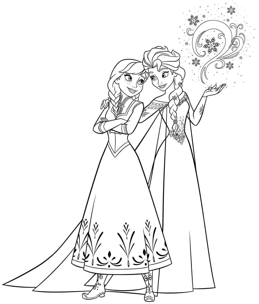 Druckbares Elsa-und-Anna-Bild ausmalbilder