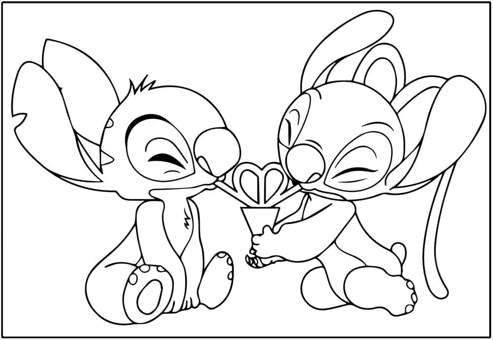 Druckbares Stitch und Angel Bild ausmalbilder