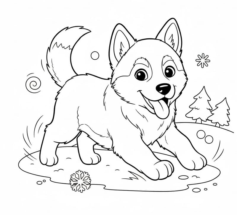 Ein Husky ausmalbilder
