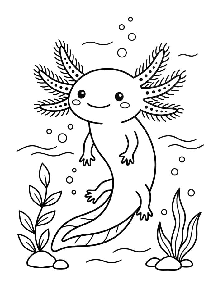 Ein niedlicher Axolotl ausmalbilder