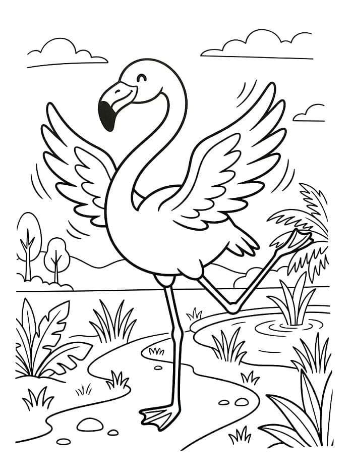 Ein niedlicher Flamingo ausmalbilder