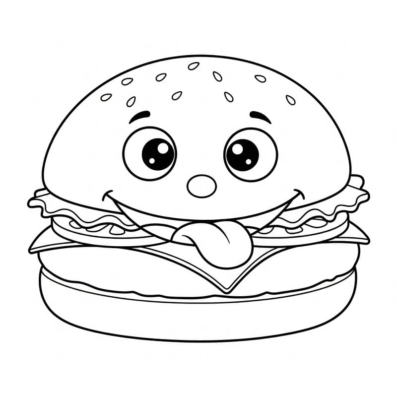 Ein niedlicher Hamburger ausmalbilder