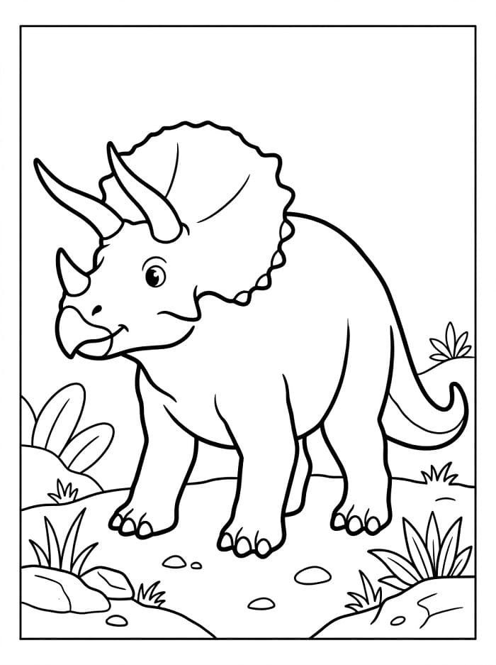Ein niedlicher Triceratops ausmalbilder