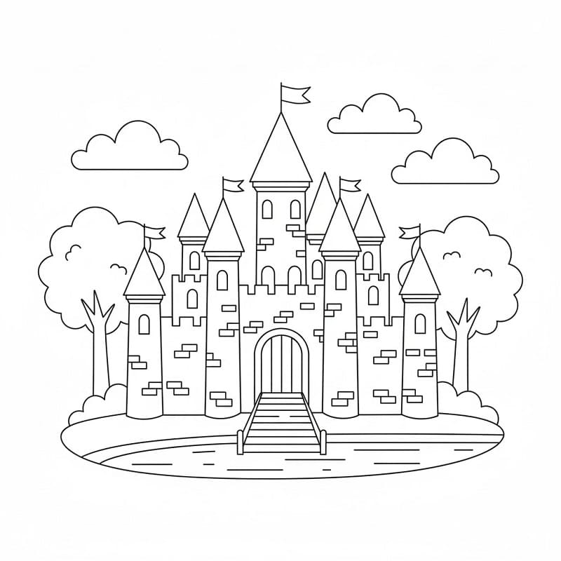 Eine einfache Schloss ausmalbilder