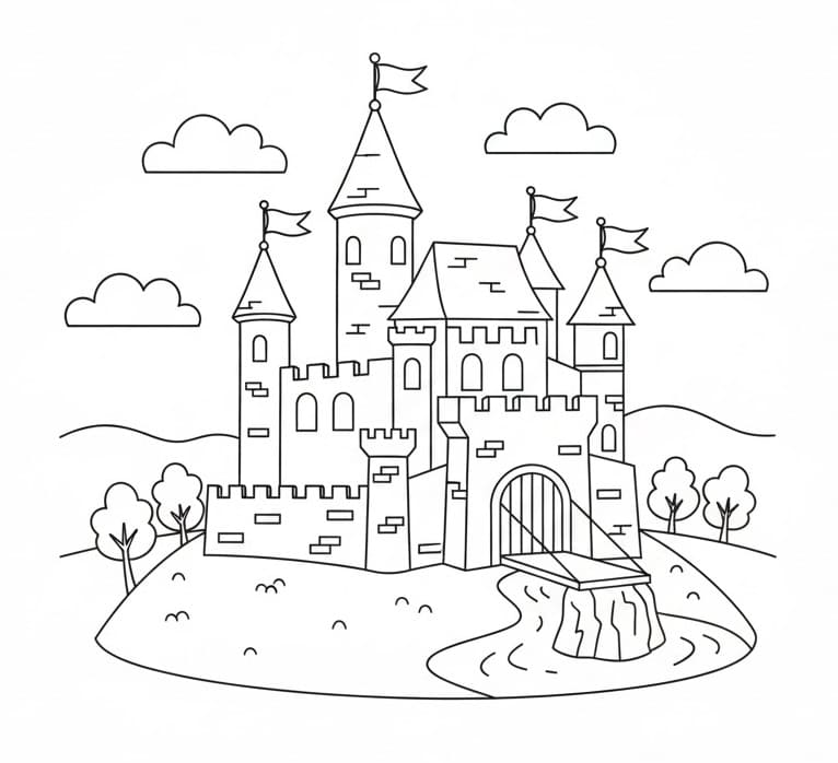 Eine schöne Schloss ausmalbilder
