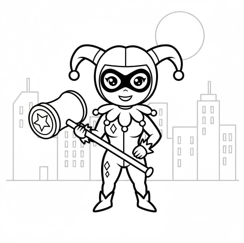 Einfache Harley Quinn ausmalbilder