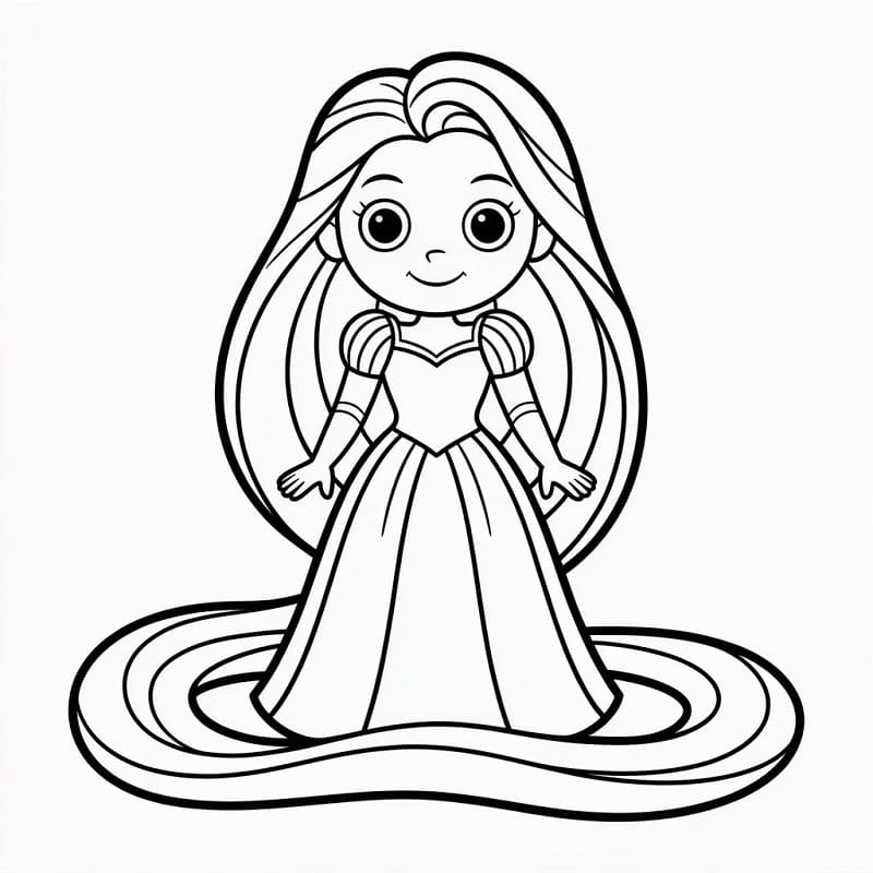 Einfache Rapunzel ausmalbilder
