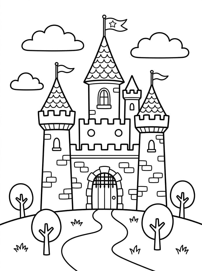 Einfache Schloss ausmalbilder