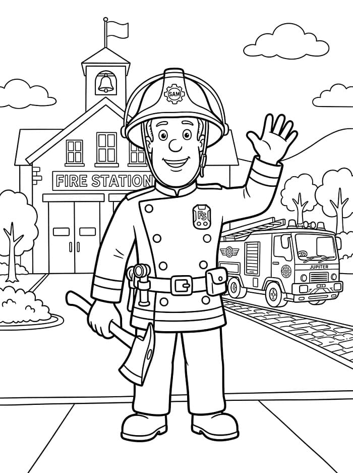 Einfacher Feuerwehrmann Sam ausmalbilder