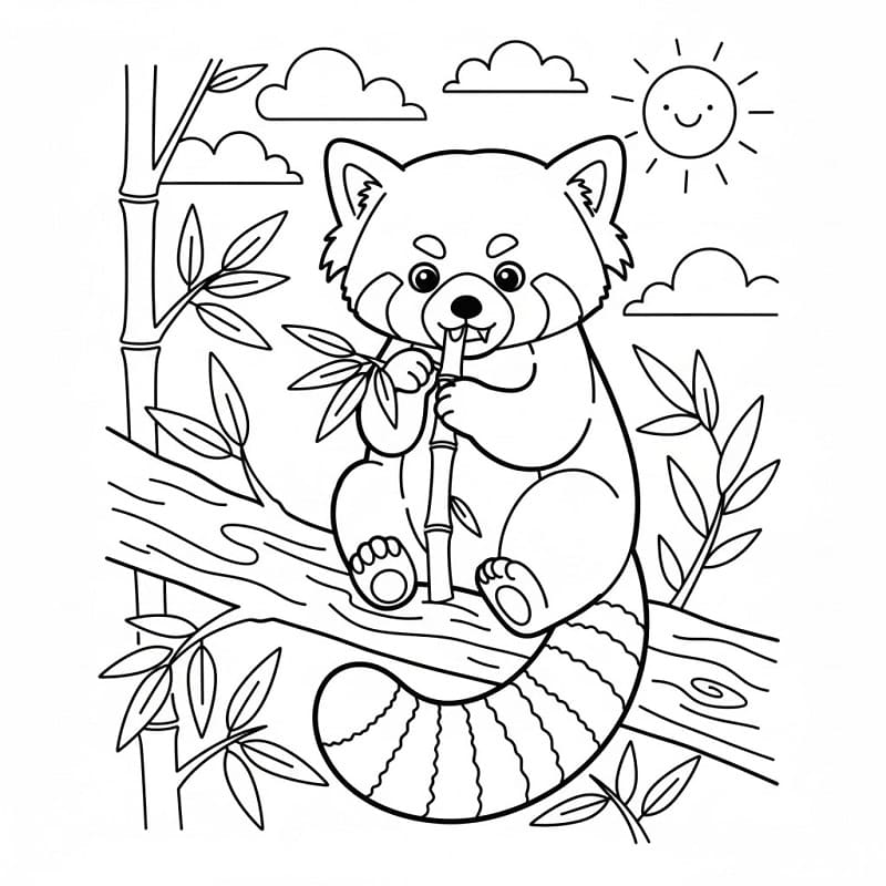 Einfacher Roter Panda ausmalbilder