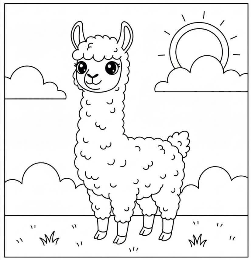 Einfaches Lama ausmalbilder