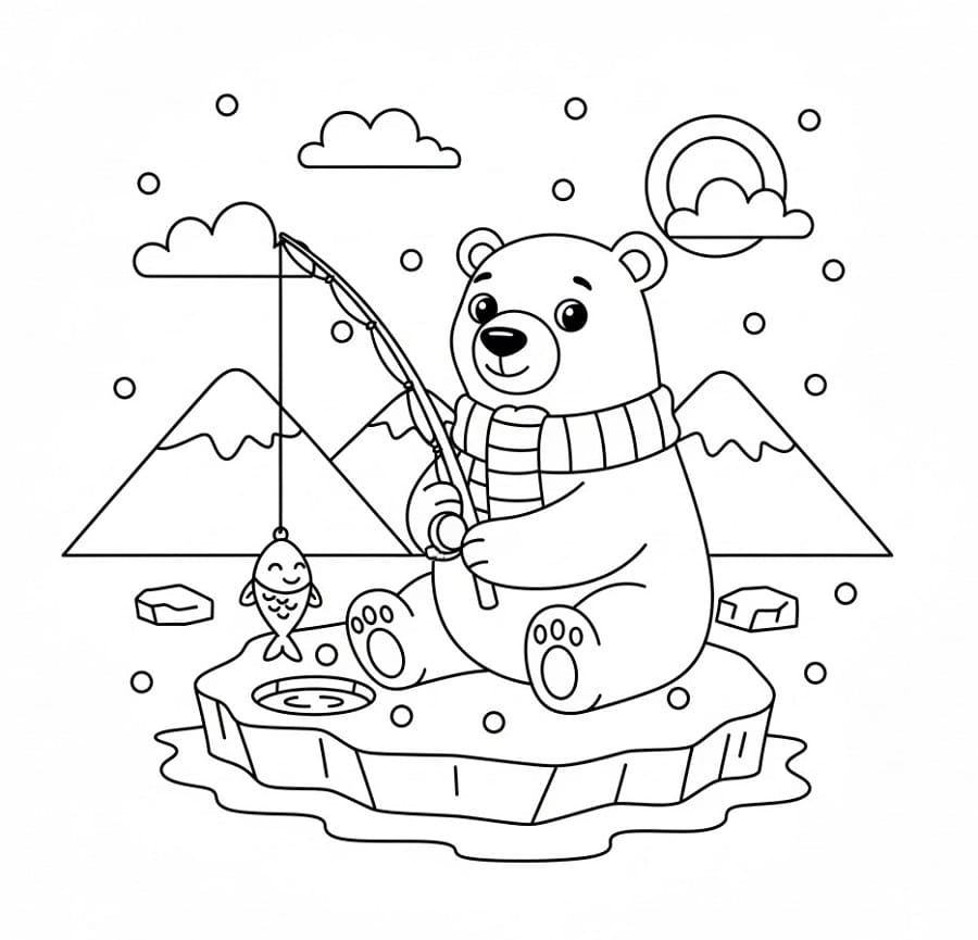 Eisbär angelt ausmalbilder