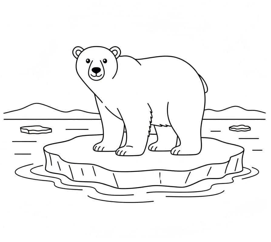 Eisbär auf dem Eis ausmalbilder